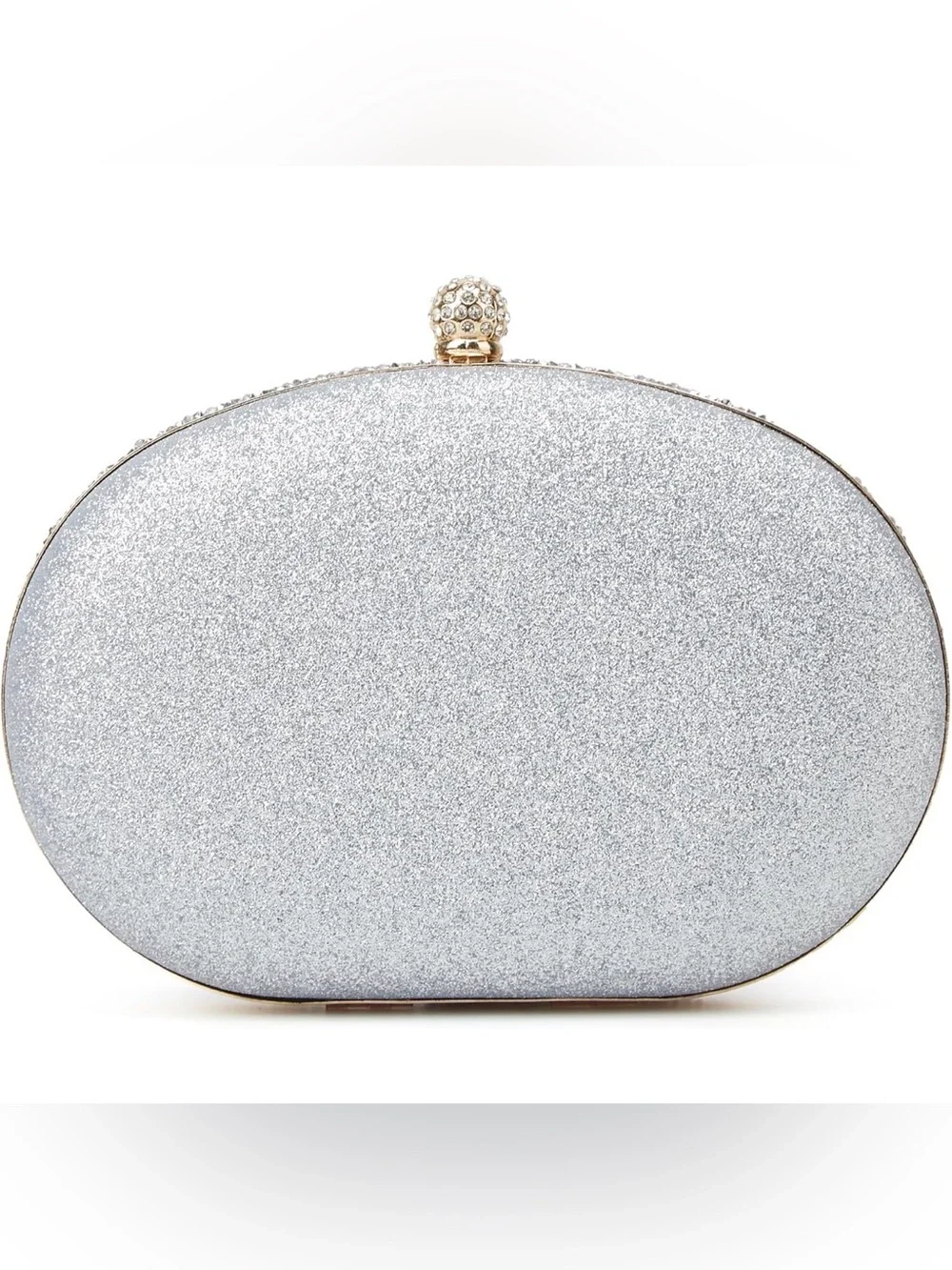 Silver Crystal Embellished Evening Clutch - Elegant Sparkle